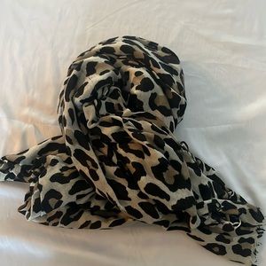 Aldo Leopard Print Lightweight Scarf in Black and Beige